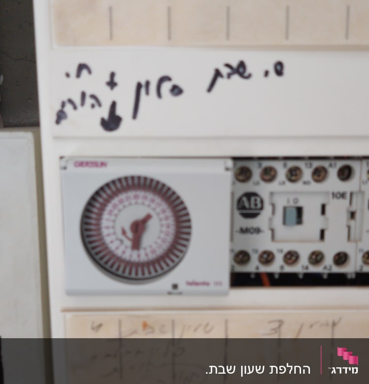 לוח חשמל עם שעון זמן ומתגים